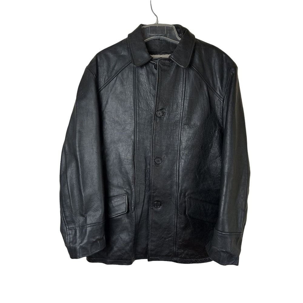 Men’s XL Kenneth Cole Reaction Blk. Leather (Removable) Fleece Lined Blazer